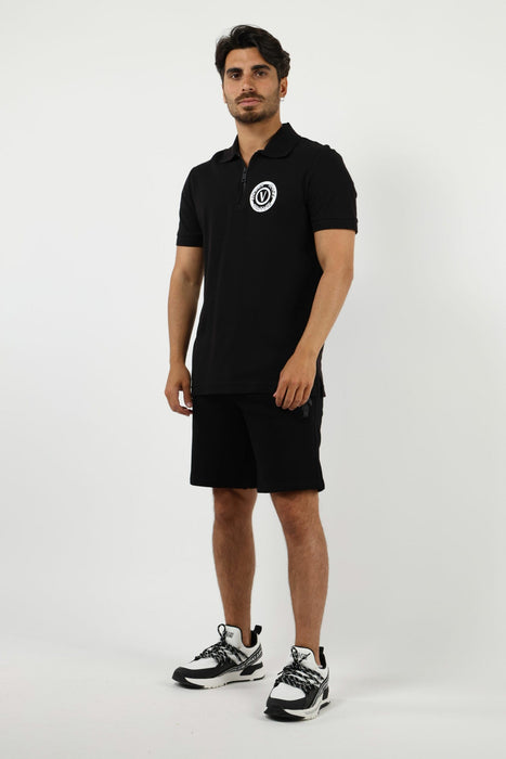 Versace Jeans Couture Men's Black Polo Shirt with Embroidered Medallion -M