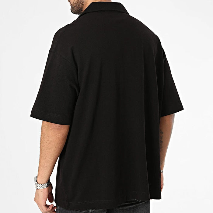 Versace Jeans Couture Black Relaxed Polo – Minimalist  with Signature Patch-