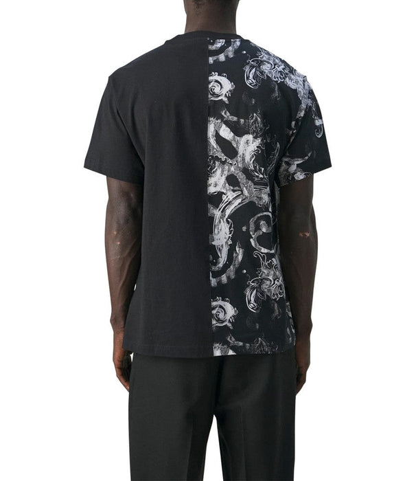 Versace Jeans Couture Black & White Baroque Split Graphic T-Shirt-