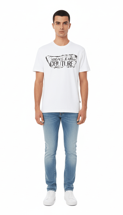 Versace Jeans Couture White Cracked Logo T-Shirt – Urban Edge -