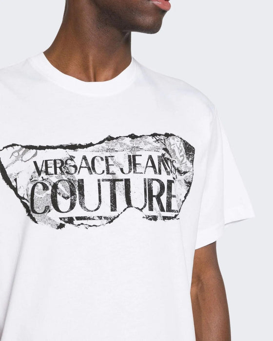 Versace Jeans Couture White Cracked Logo T-Shirt – Urban Edge -