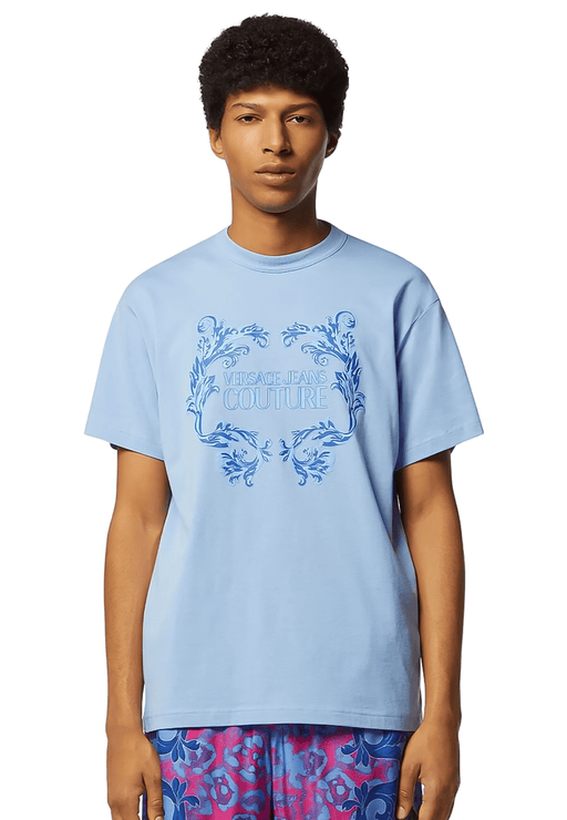 Versace Jeans Couture Light Blue Baroque T-Shirt – Pastel Elegance-