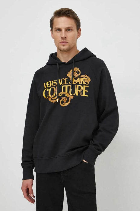 Versace Jeans Couture Black Baroque Logo Hoodie – Iconic Boldness in Comfort-