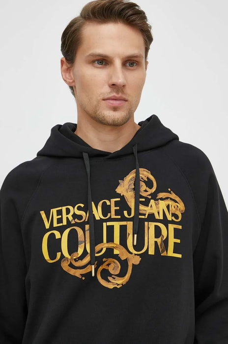 Versace Jeans Couture Black Baroque Logo Hoodie – Iconic Boldness in Comfort-