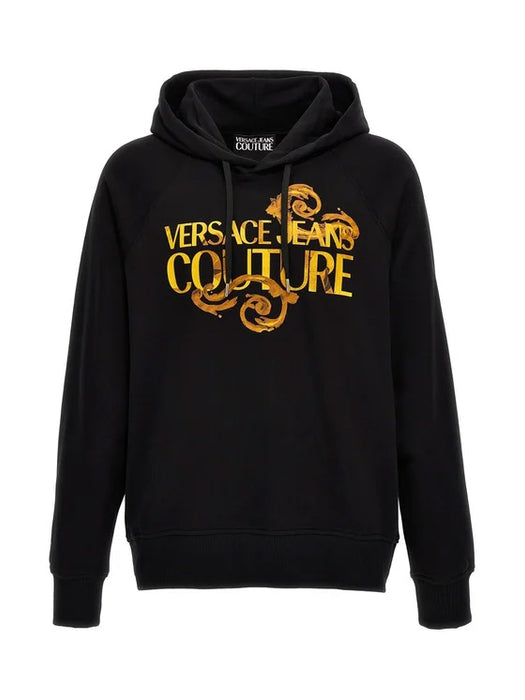 Versace Jeans Couture Black Baroque Logo Hoodie – Iconic Boldness in Comfort-