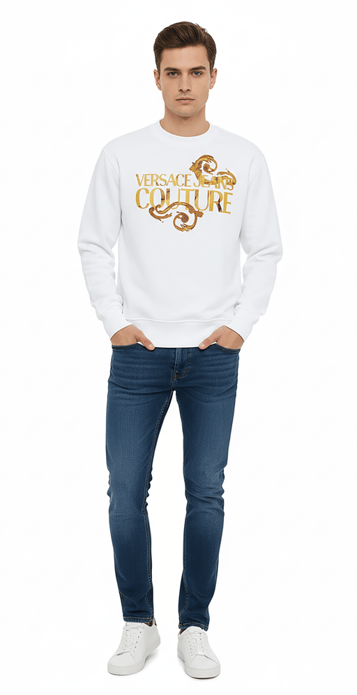 Versace Jeans Couture White Baroque Logo Sweatshirt-
