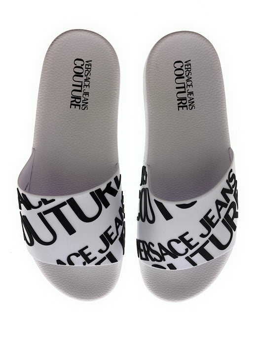 Versace Jeans Couture Mens White  Signature Pattern Pool Slide