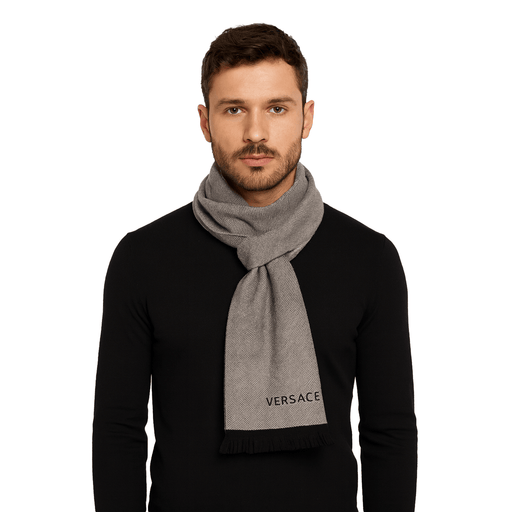 Versace IT00635 GRIGIO Light Grey 100% Wool Mens Scarf