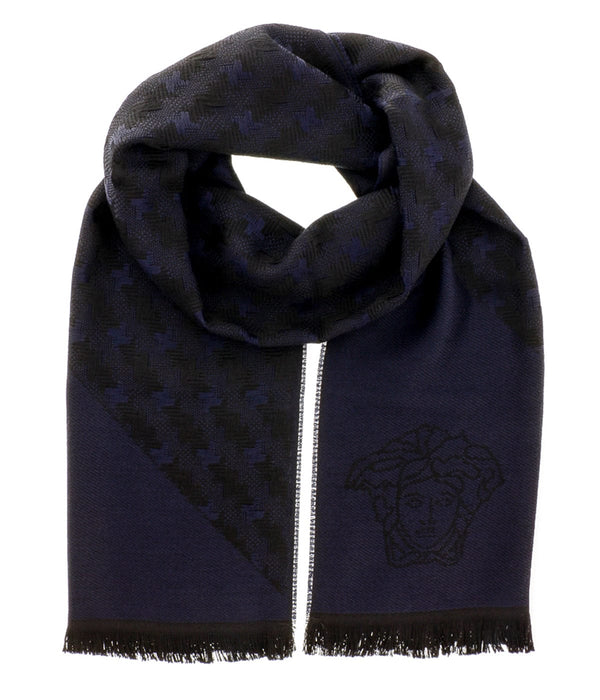 Versace IT00637 BLU Navy Blue 100% Wool Mens Scarf