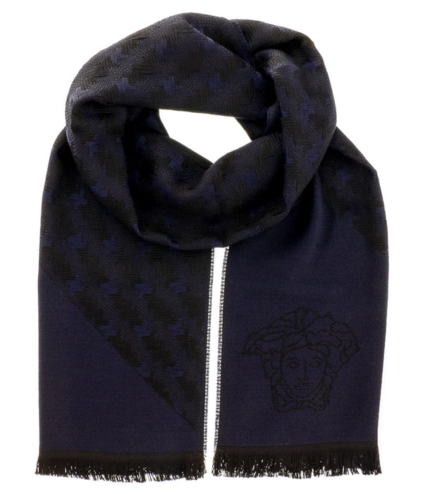 Versace IT00637 BLU Navy Blue 100% Wool Mens Scarf