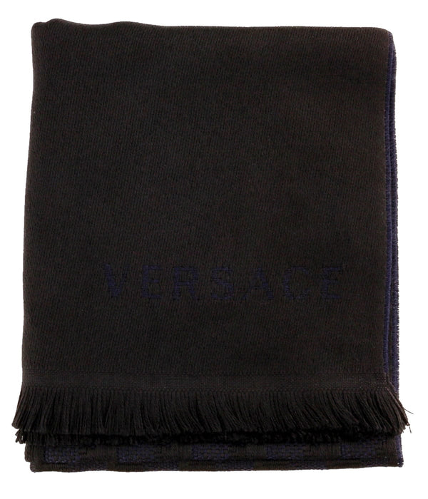 Versace IT00637 BLU Navy Blue 100% Wool Mens Scarf