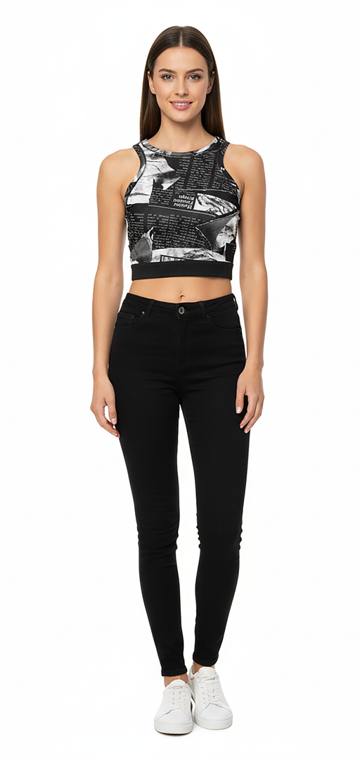 Versace Jeans Couture Graphic Print Crop Top – Bold Editorial Street Style-