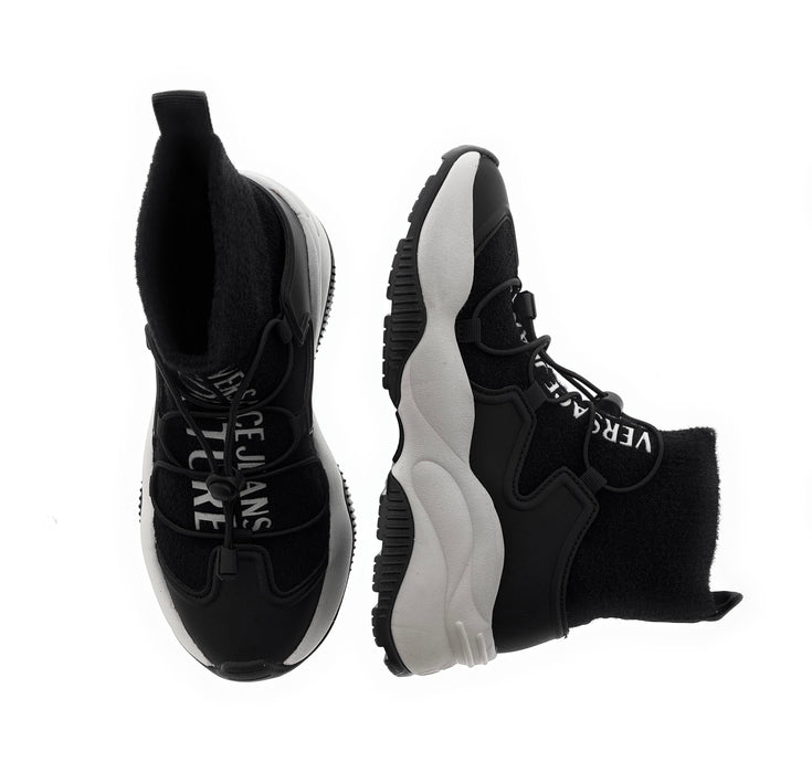 Versace Jeans Couture Womens Black Slip on Ankle Sneakers