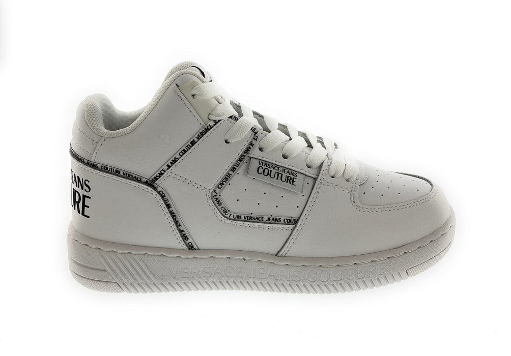 Versace Jeans Couture Womens Signature Mid Top Lace Up White Sneakers-