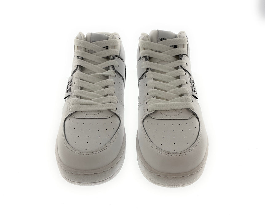 Versace Jeans Couture Womens Signature Mid Top Lace Up White Sneakers-