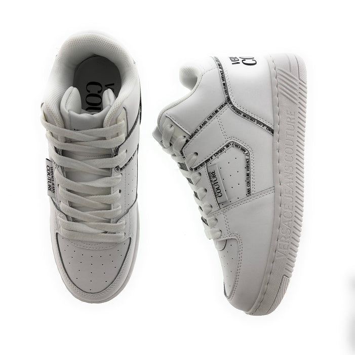 Versace Jeans Couture Womens Signature Mid Top Lace Up White Sneakers-