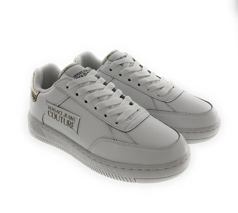 Versace Jeans Couture Womens Low Top Signature White/Gold Sneakers-
