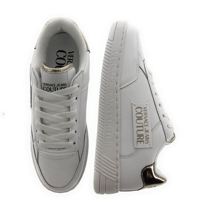 Versace Jeans Couture Womens Low Top Signature White/Gold Sneakers-