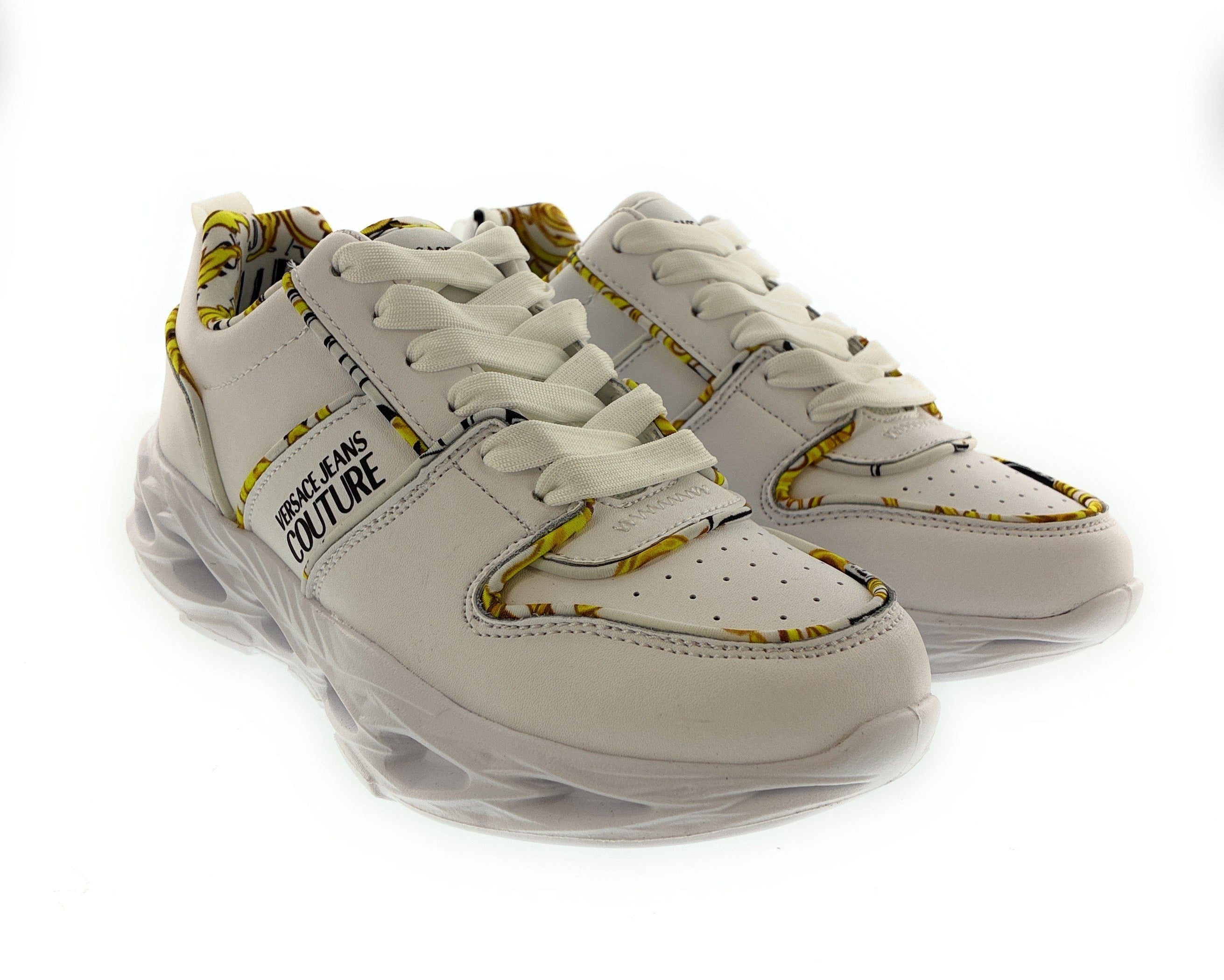 Home Versace Jeans Couture Womens Low Top Signature Baroque Trim White ...