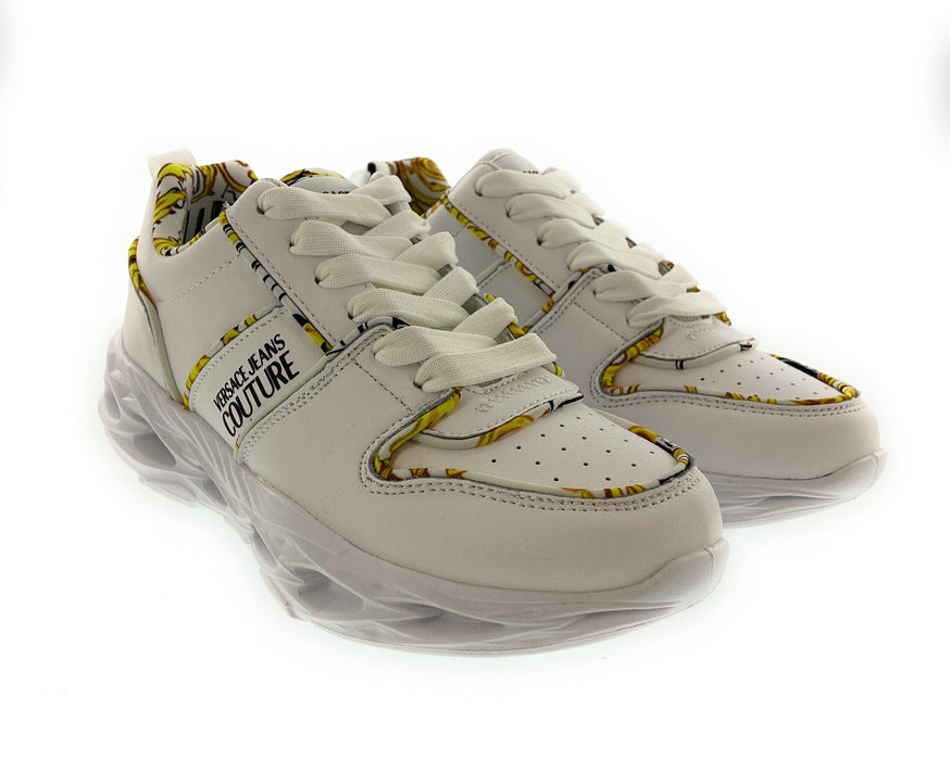 Versace Jeans Couture Womens Low Top Signature Baroque Trim White Sneakers-