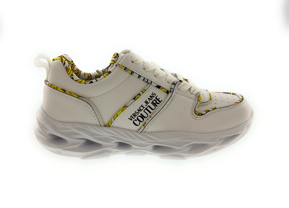Versace Jeans Couture Womens Low Top Signature Baroque Trim White Sneakers-