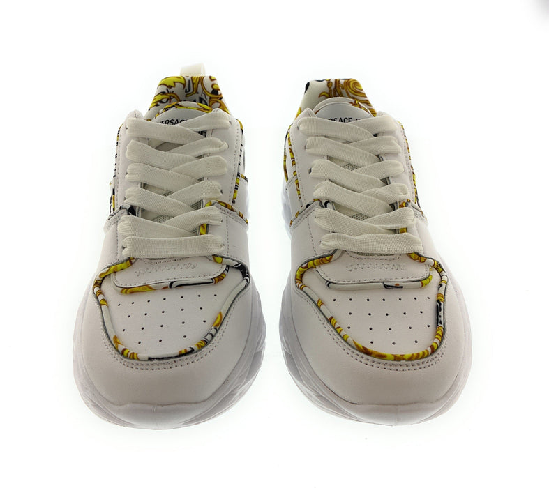 Versace Jeans Couture Womens Low Top Signature Baroque Trim White Sneakers-