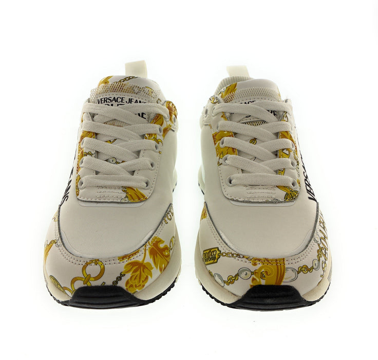Versace Jeans Couture Womens Baroque-Inspired White Low-Top  Sneakers