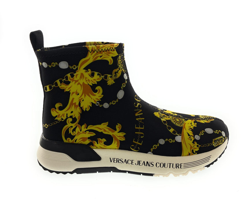 Versace Jeans Couture Womens Baroque Sock  Sneakers Black/Gold