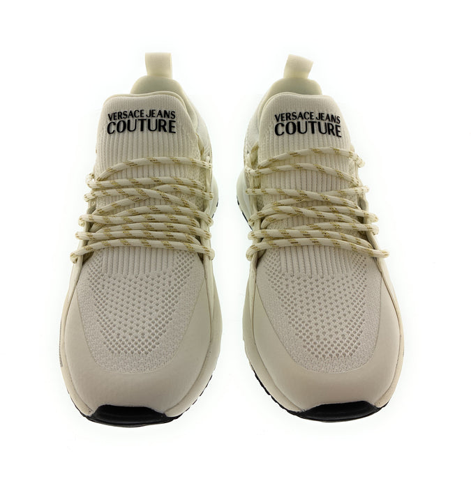 Versace Jeans Couture Womens White & Gold Knit Low-Top  Sneakers