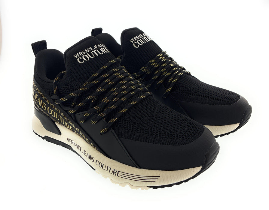 Versace Jeans Couture Womens Black Mesh Lace-Up  Sneakers