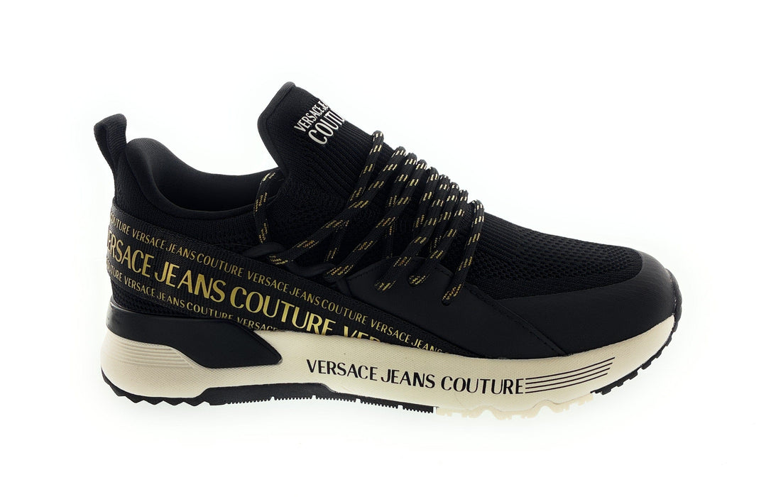 Versace Jeans Couture Womens Black Mesh Lace-Up  Sneakers