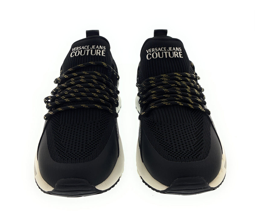 Versace Jeans Couture Womens Black Mesh Lace-Up  Sneakers