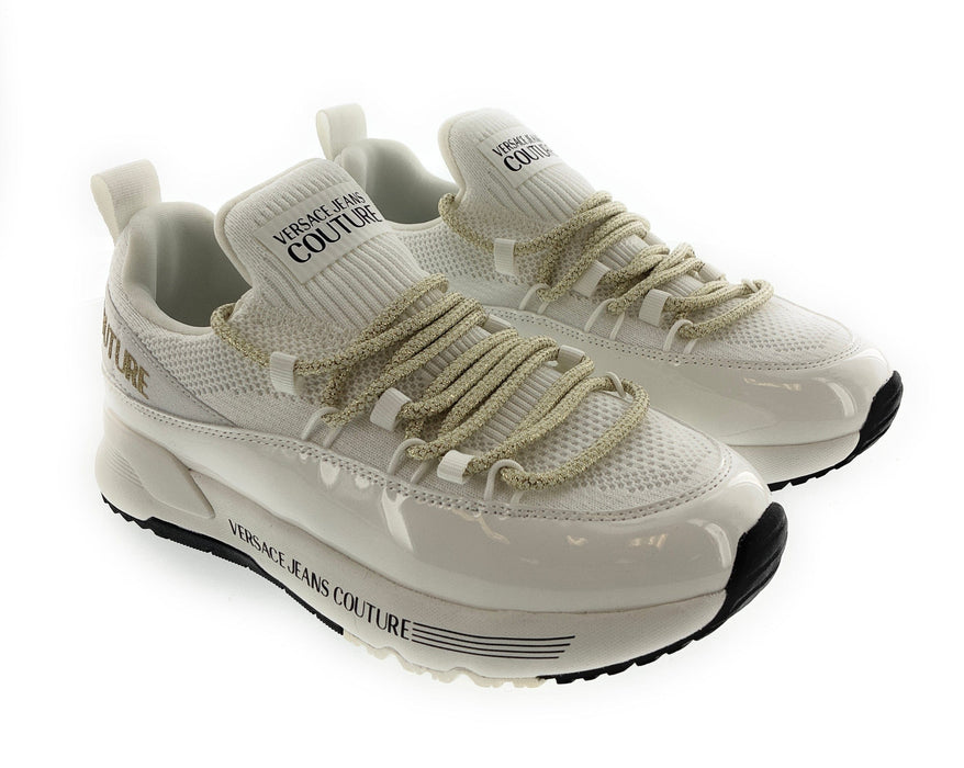 Versace Jeans Couture Womens Women's White Low-Top Sneakers with Metallic Laces