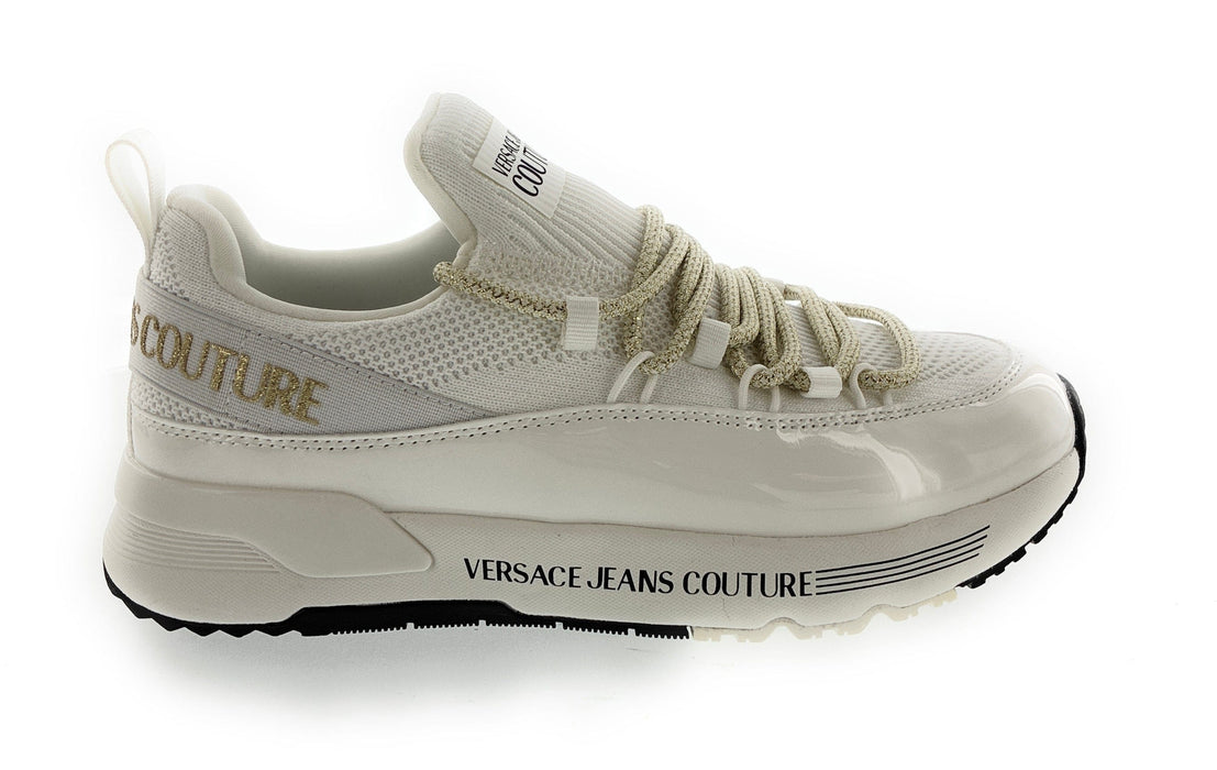 Versace Jeans Couture Womens Women's White Low-Top Sneakers with Metallic Laces