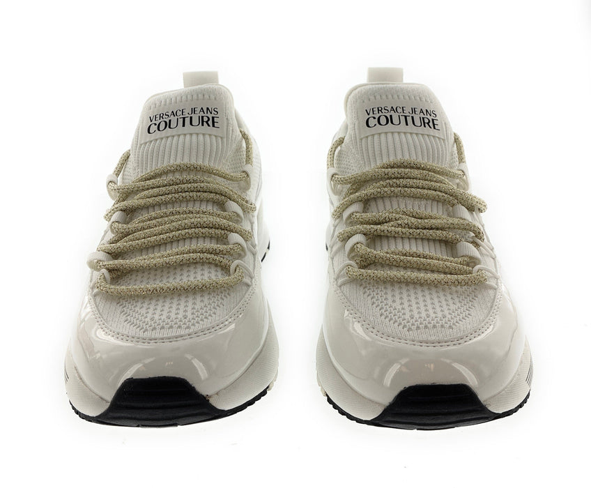 Versace Jeans Couture Womens Women's White Low-Top Sneakers with Metallic Laces