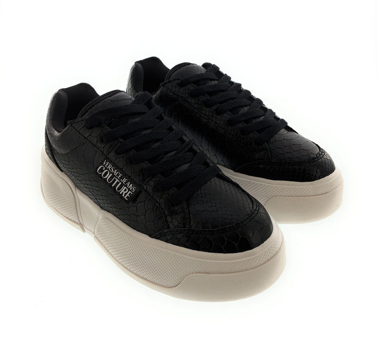 Versace Jeans Couture Womens Textured Black Low-Top Sneakers