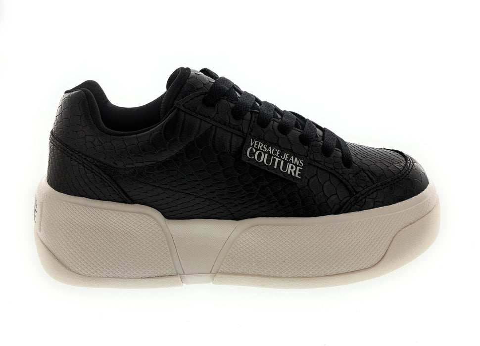 Versace Jeans Couture Womens Textured Black Low-Top Sneakers
