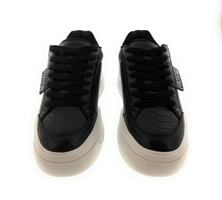 Versace Jeans Couture Womens Textured Black Low-Top Sneakers