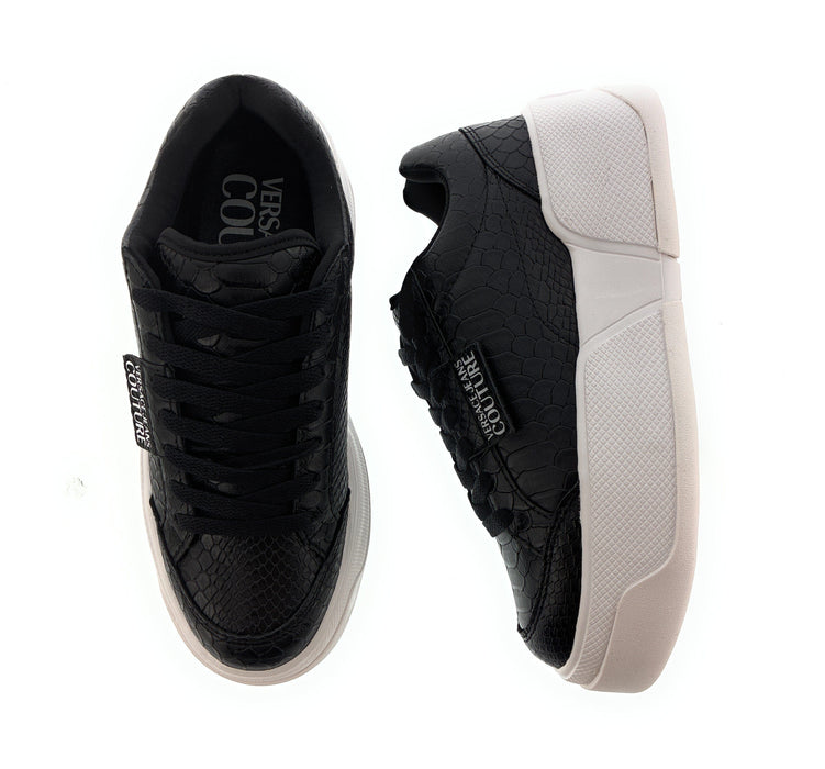 Versace Jeans Couture Womens Textured Black Low-Top Sneakers
