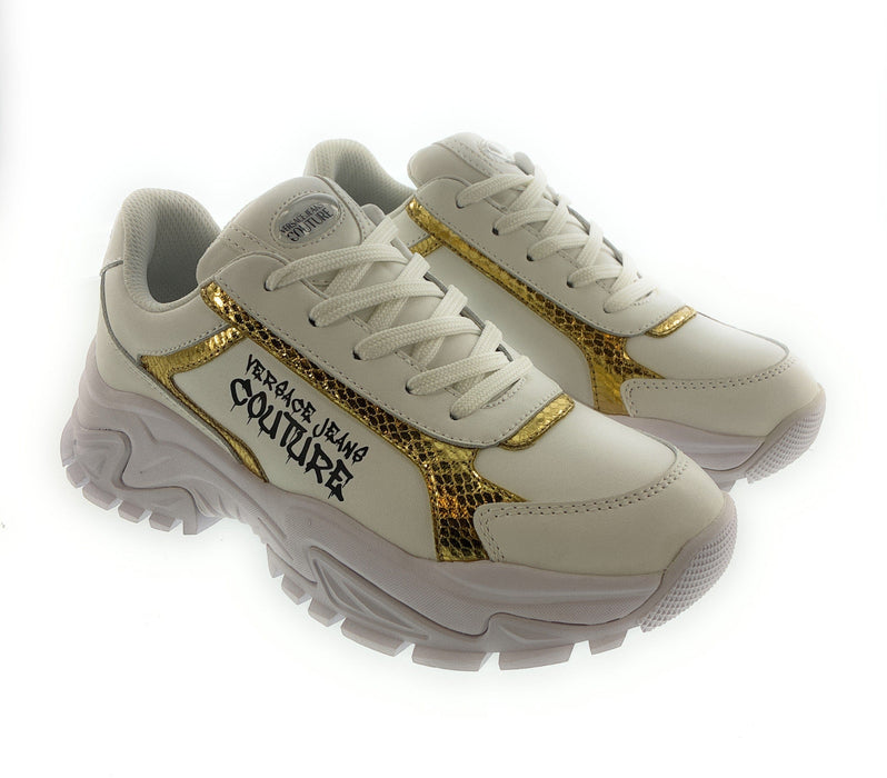 Versace Jeans Couture Womens Women's White & Gold Chunky Sneakers