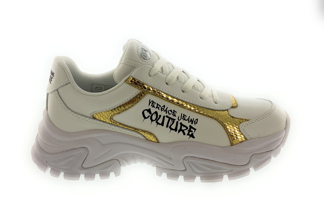 Versace Jeans Couture Womens Women's White & Gold Chunky Sneakers