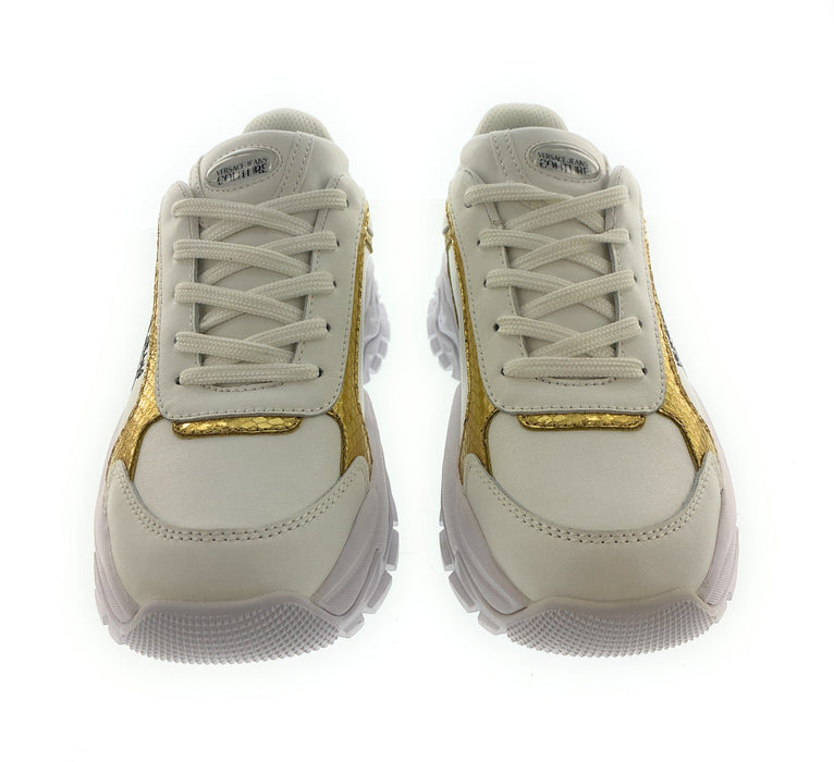 Versace Jeans Couture Womens Women's White & Gold Chunky Sneakers