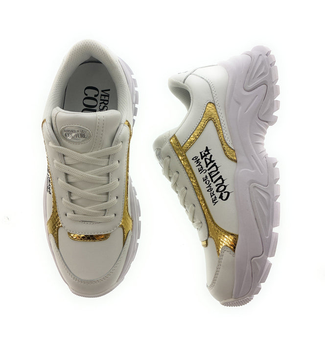 Versace Jeans Couture Womens Women's White & Gold Chunky Sneakers