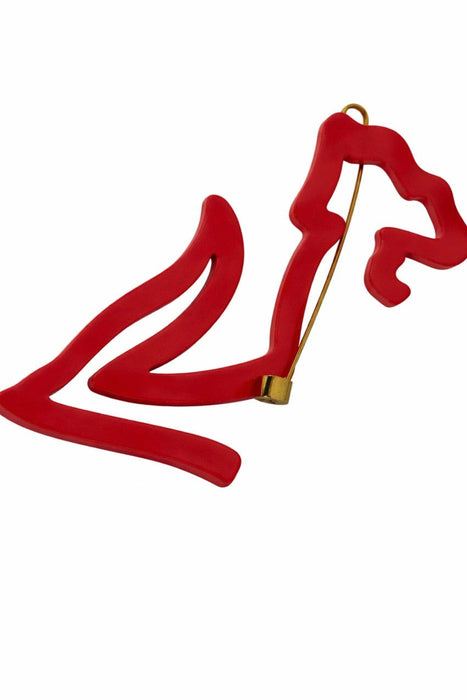 Emporio Armani Red Arrow Resin Retro Brooch Pin