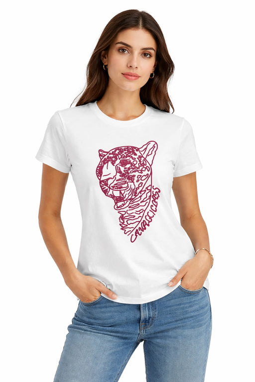 Cavalli Class White Leopard Print Logo T-Shirt–M