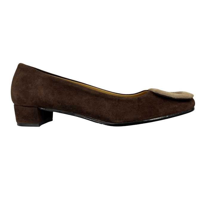 Defective Daniela Fargion Brown Suede Square Buckle Shoes - 8