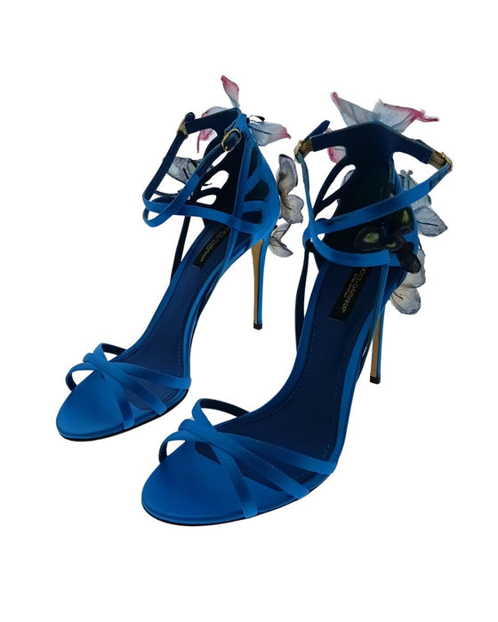 Defective Dolce & Gabbana Blue Embellished Stiletto Sandals-EU36.5