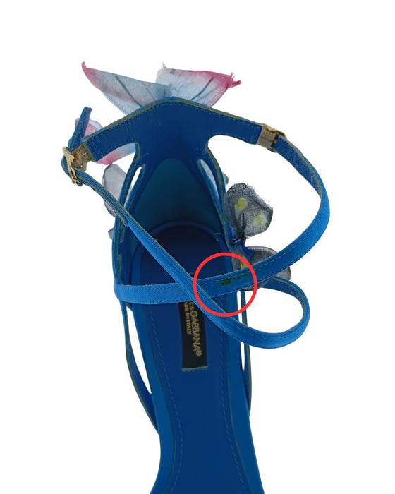 Defective Dolce & Gabbana Blue Embellished Stiletto Sandals-EU36.5