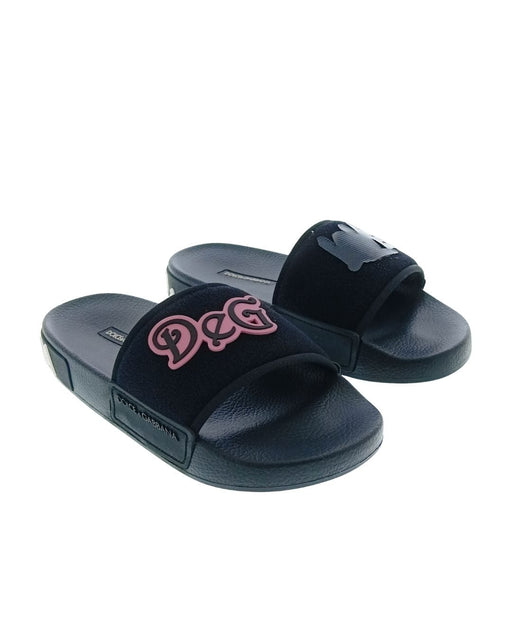 Dolce & Gabbana Black Pink Velcro DG Love Pool Slide-36