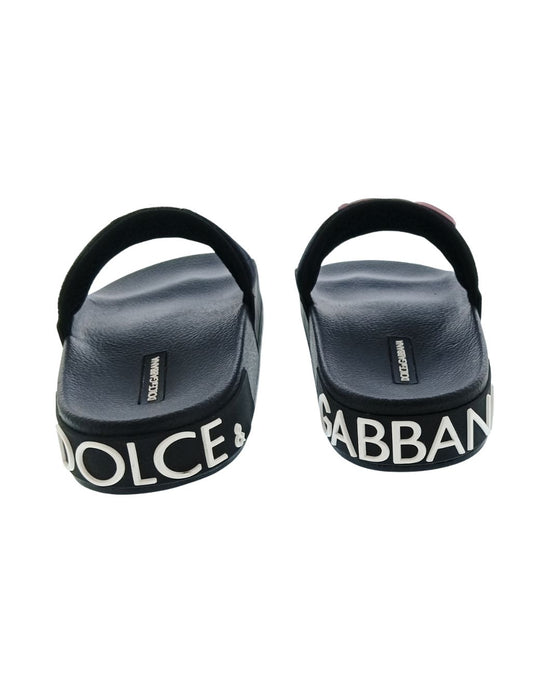 Dolce & Gabbana Black Pink Velcro DG Love Pool Slide-36